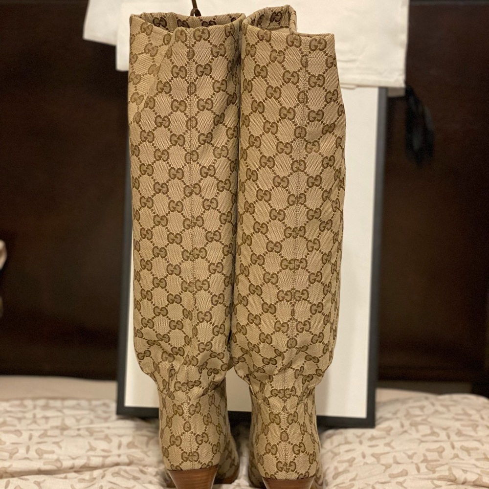 Gucci GG Canvas Knee High Boots - Picture 4 of 9